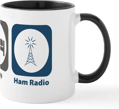 Vista 16 de CafePress Eat Sleep - Taza de café de cerámica con radio, 11 oz (11.0 fl oz)