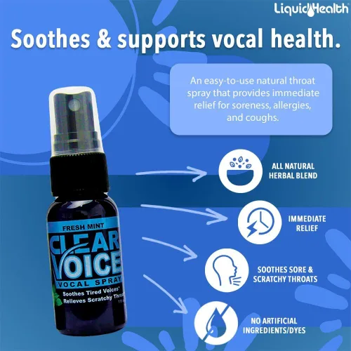 Vista 2 de Clear Voice Spray Oral para la Garganta Facilita el Canto Claridad Calmante Amortiguador Humectante Alivio Vocal Eze Reductor Potenciador