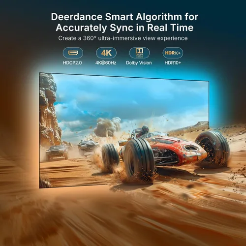 Vista 2 de deerdance Retroiluminación LED para Smart TV con sincronización HDMI2.0 4K60Hz, tira de luces LED y cambio de color controlado por aplicación
