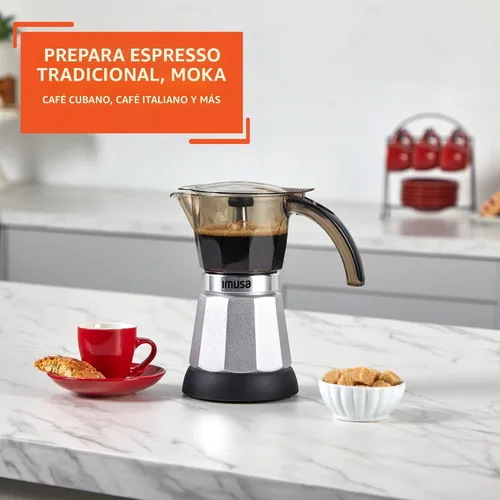 Vista 6 de IMUSA Máquina eléctrica de café expreso de 6 o 3 tazas, color plateado Cool-Touch Handle, Visual Brewing Indicator, Brown Tinted Carafe, Ideal for