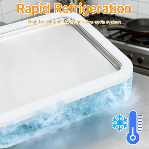 Vista 5 de Máquina de helados enrollada 2026, máquina de helados portátil de 3 minutos con bandeja de congelación de acero inoxidable y 2 raspadores,