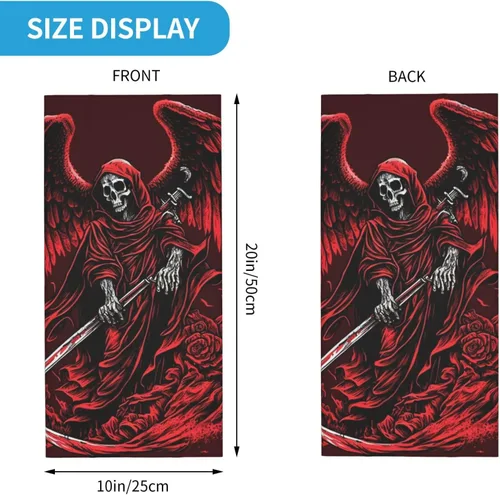 Vista 3 de HERRECX angel skull grim reaper god skeleton red Neck Gaiter Face Cover Scarf Balaclava Bandana for Women Men Gaiter Mask for Motorcycle Cycling