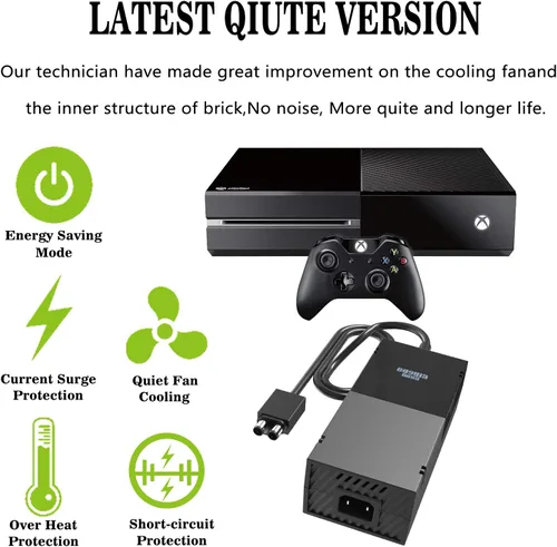 Vista 3 de Power Brick Compatible with Xbox One Power Supply Brick for Xbox One, KSW KINGDO Power Supply for Microsoft Xbox one Sole Newest Quietest Version