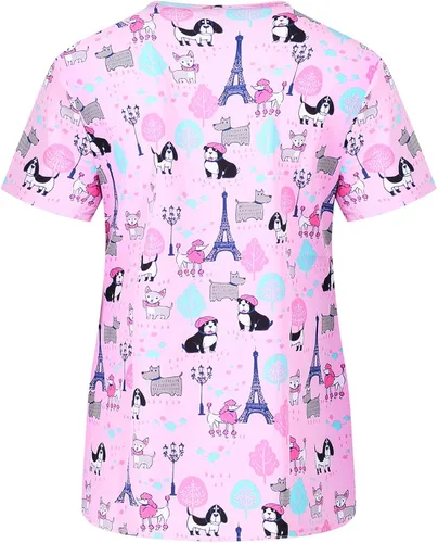 Vista 3 de Minty Mint - Conjunto de ropa médica para mujer, cuello en V, con paneles de ventilación