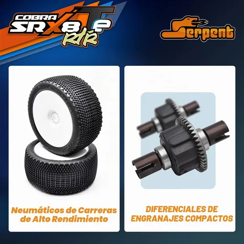 Vista 3 de Serpent Nueva versión 1/8 Off-Road Truggy-e RTR, alta velocidad, larga vida Naranja