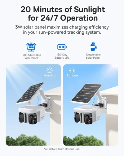 Vista 5 de Baseus X1 Pro 3K Cámara solar AI de doble lente inalámbrica para exteriores Blanco