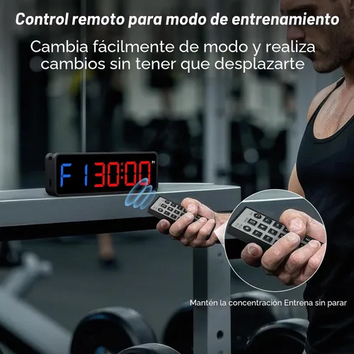 Vista 3 de Acedeck Reloj temporizador portátil para gimnasio: reloj digital de fitness con imán fuerte - Control remoto para entusiastas del fitness - Batería