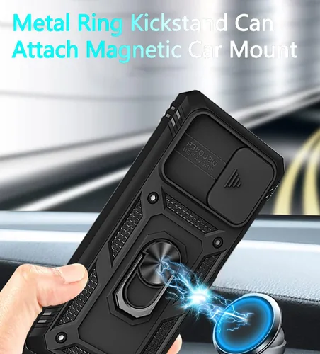 Vista 3 de Funda para Galaxy A32 5G, para Galaxy A32 con 3 protectores de pantalla de vidrio templado con soporte integrado + cubierta de cámara, carcasa