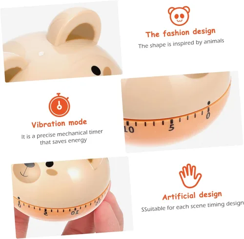 Vista 4 de MAGICLULU 2pcs Mechanical Kitchen Timer Cartoon Cooking Timers for Home Food Preparation Portable Lovely Bear and Rabbit Design for Management and