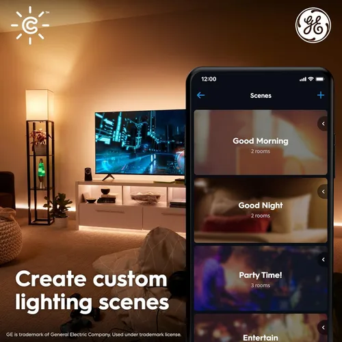 Vista 5 de GE CYNC - Bombilla LED inteligente, bombilla de vela B11, funciona con Amazon Alexa y Google Home, luz WiFi, equivalente a 60 W, blanco suave, base
