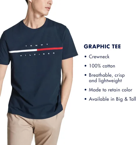 Vista 5 de Tommy Hilfiger - Camiseta de manga corta con estampado de rayas distintivas para hombre