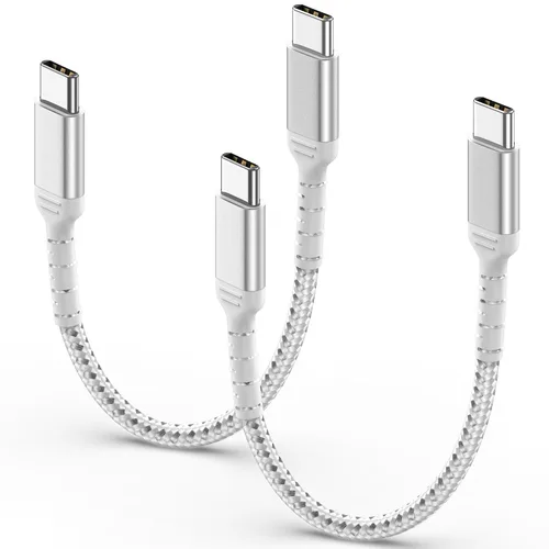 Vista 11 de Cable de carga USB C de 6 pulgadas, paquete de 2 cables cortos USB C a C trenzados de carga rápida, cable USBC compatible con iPhone 15, Samsung