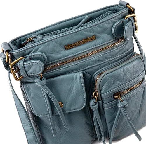 Vista 4 de Montana West Crossbody Bag for Women Multi Pocket Shoulder Medium Travel Purses Ultra Soft Washed Leather