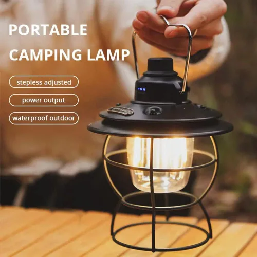 Vista 7 de Linterna LED vintage, linterna de ferrocarril recargable por USB, linterna portátil impermeable para campamento al aire libre, linterna de mesa