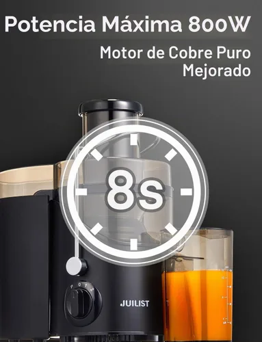 Vista 2 de Máquinas de exprimidor, Juilist Exprimidor de boca ancha de 3", extractor de jugo para vegetales y frutas con ajuste de 3 velocidades, motor de Negro