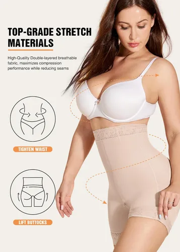 Vista 2 de SHAPSHE Faja moldeadora para mujer, pantalones cortos con control de abdomen, moldeador de cuerpo, cintura alta, levantador de glúteos, ropa
