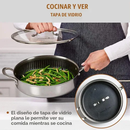 Vista 6 de Copper Chef Titan Fry, 9.5 pulgadas con sartén de 8 pulgadas, acero inoxidable