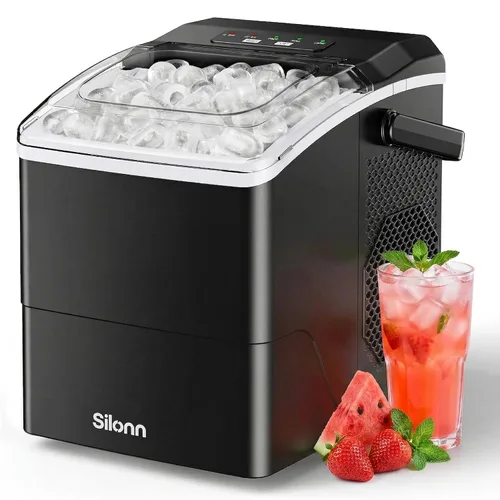 Vista 22 de Silonn Nugget - Máquina de hielo para encimera, hielo de caída automática Acero inoxidable