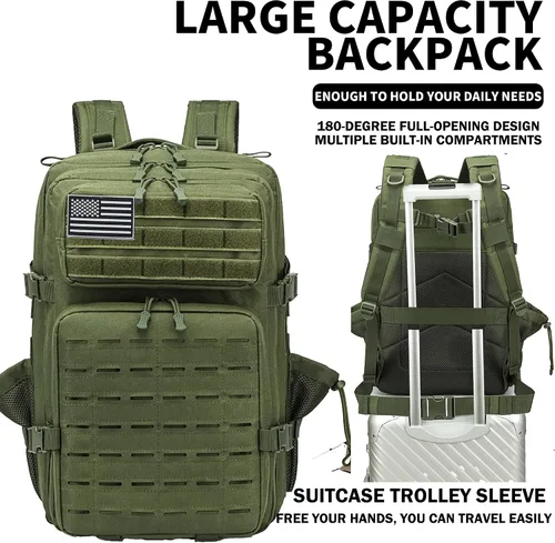 Vista 5 de Mochila táctica militar 45L/25L Paquete de asalto de 3 días Molle Daypack Mochila de senderismo para hombres y mujeres