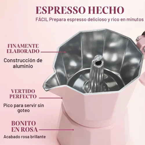 Vista 8 de HARIRA Cafetera de 9 tazas de café de estilo italiano y cubano, cafetera de aluminio duradera con mango ergonómico, rica infusión aromática