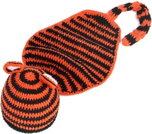 Vista 8 de Toddmomy - Disfraz de Navidad para recién nacido, diseño de ganchillo, gorro de punto de Navidad