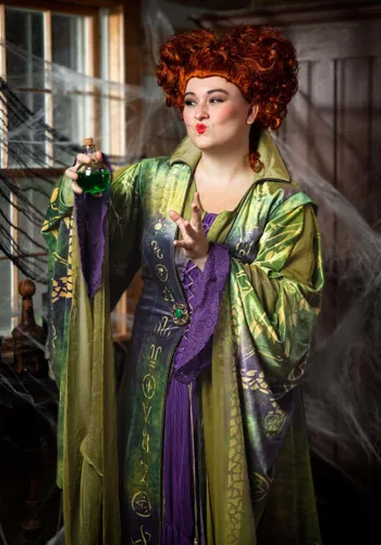 Vista 2 de Disfraz de Winifred Sanderson para mujer talla grande de Hocus Pocus de Disney Multicolor
