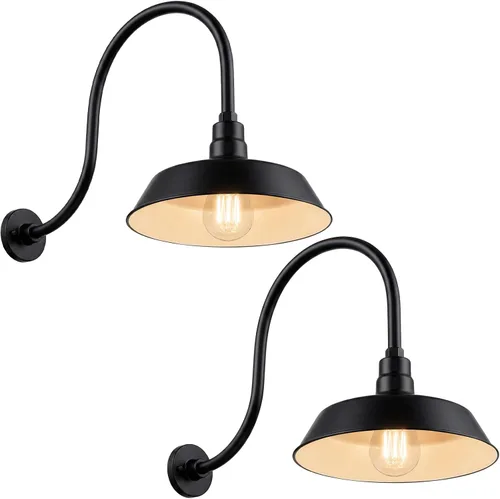 Vista 30 de 14 pulgadas. RLM Warehouse - Pantalla con brazo de cuello de cisne y bombilla Led A19 5000K de 9W