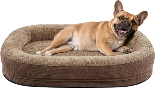 Vista 27 de JOEJOY Cama ortopédica para perros medianos, cama para mascotas de espuma viscoelástica con laterales de refuerzo, forro impermeable, funda