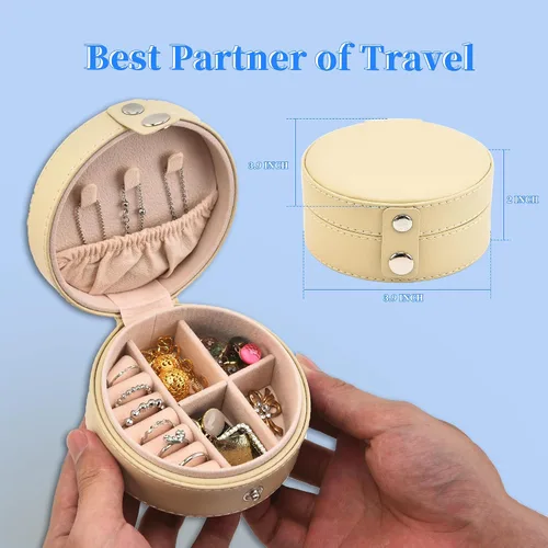 Vista 3 de FYTSDIK Organizador de joyas, estuche de joyería de viaje, caja de joyería pequeña, accesorios esenciales de viaje para mujeres, collar de anillos