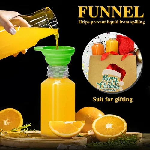 Vista 4 de Botellas de Jugo – Botellas de 8 onzas con tapas, 12 piezas Recipientes de Plástico para Jugo con Tapas, Recipientes de Bebidas Reutilizables
