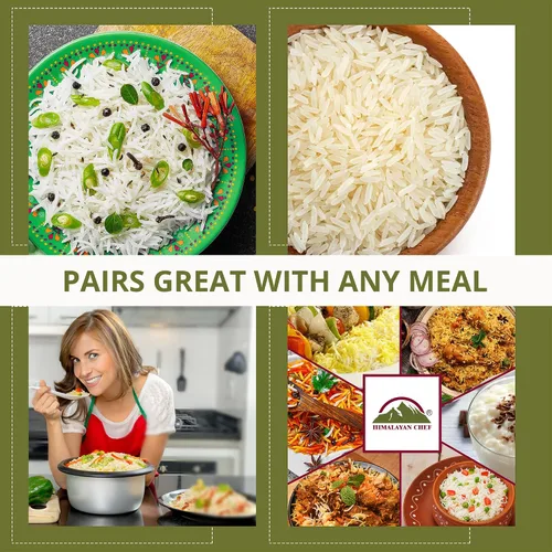 Vista 7 de Himalayan Chef Arroz Basmati, arroz de grano extra largo, esponjoso, de cocción rápida, aromático, 10 libras (el embalaje puede variar)