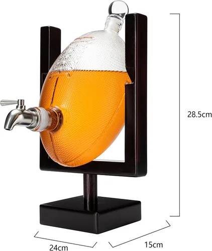 Vista 4 de Regalos de fútbol para hombres, papá, decantador de whisky con soporte vertical para portería de campo, juego de decantadores y vasos para fiesta