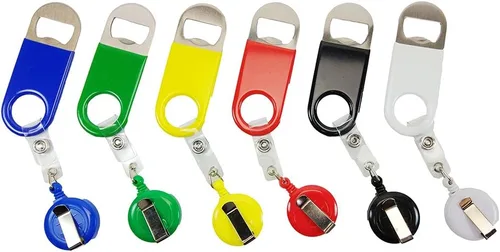 Vista 4 de Abrebotellas de cerveza plano retráctil con clip para cinturón para camareros, camareros (negro, paquete de 3)