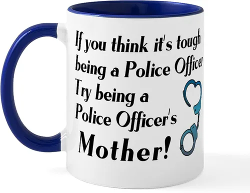 Vista 30 de CafePress Taza de café de cerámica de 11 oz (11.0 fl oz) de Police Mom