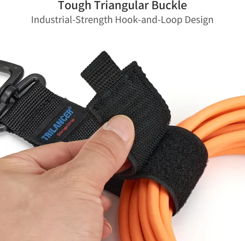 Vista 3 de Trilancer - Correas de almacenamiento resistentes, organizador de cables y colgador (paquete de 10) Hook-and-Loop Straps with Triangular Buckle to