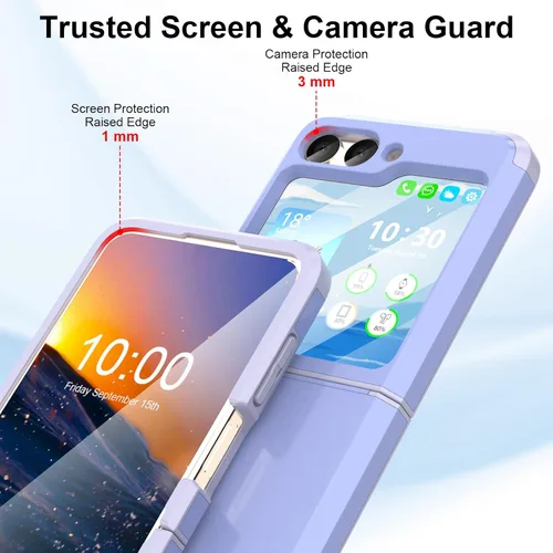 Vista 3 de Funda diseñada para Galaxy Z Flip 5 con protección de bisagra para Samsung Flip 5, resistente a prueba de golpes, funda protectora de cuerpo