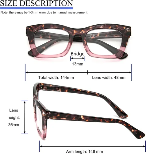 Vista 6 de REAVEE 6 Pack Reading Glasses for Women Blue Light Blocking, Cute Square Computer Readers with Spring Hinge