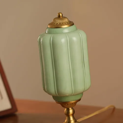 Vista 6 de Lámpara de mesa vintage de vidrio de leche, lámparas modernas de mediados de siglo regulables, elegante lámpara de noche Art Deco festoneada
