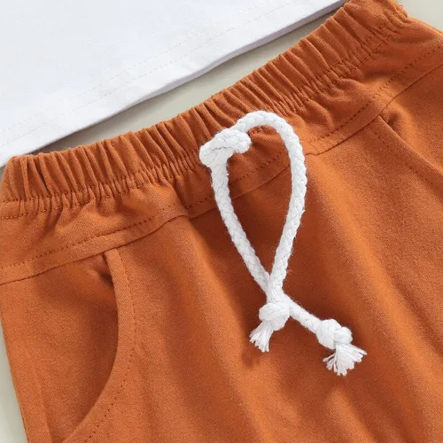 Vista 6 de Gueuusu Conjunto de camiseta y pantalones cortos de manga corta para bebé niño con estampado de letras de la tía y pantalones cortos, lindo traje