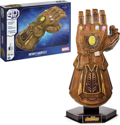 Vista 14 de 4D Build, Marvel Black Panther Kit de modelo de rompecabezas 3D con soporte, 82 piezas, decoración de escritorio Wakanda Forever Black Panther