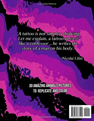 Vista 2 de Animals Draw & Color tattoo book for beginners (Tattoo books)