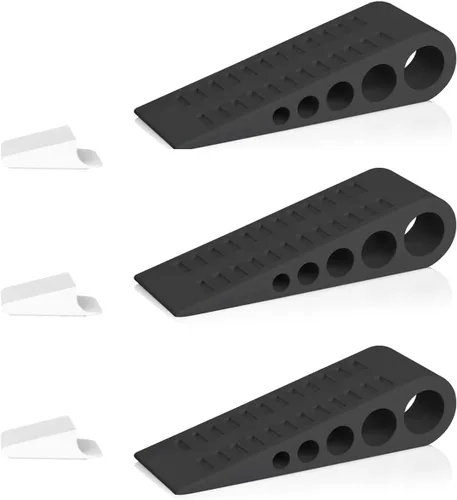 Vista 16 de HOMOTEK Paquete de 2 topes de puerta de goma con forma de cuña para puertas de puerta, protectores de pared para piso e parte inferior de la puerta
