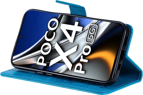 Vista 4 de Funda para Xiaomi Poco X4 Pro 5G, diseño de estampado de gatos y abejas, funda de cuero de primera calidad, cierre magnético