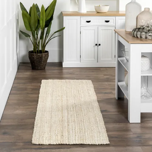 Vista 13 de nuLOOM Ashli Alfombra tejida a mano, Natural, 1,52 x 2,44 m, estilo granja, de yute, suave y texturizada, resistente a manchas, fácil de limpiar