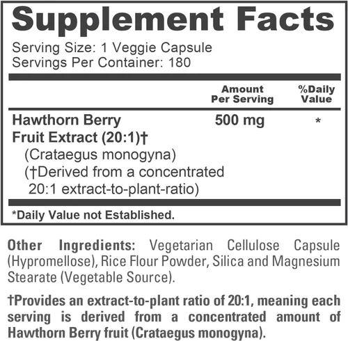 Vista 4 de NusaPure Hawthorn Berry, 500 mg, 180 cápsulas vegetales (vegano, sin OGM)