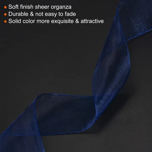 Vista 4 de PATIKIL Cinta de organza transparente de 1-37/64 pulgadas, 50 yardas, 1 rollo de tela decorativa de gasa para envolver regalos, manualidades, ramo