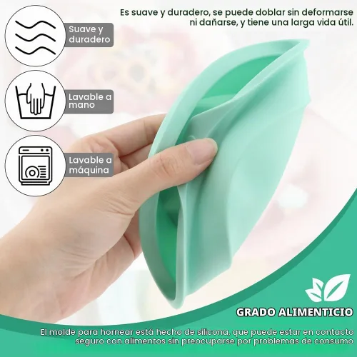 Vista 3 de 4 moldes para freidora de aire, moldes de silicona para hornear magdalenas, molde para panqueques de 4 pulgadas, antiadherente para hornear Verde