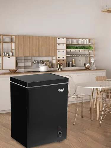 Vista 6 de Mini congelador de pecho de 3.5 pies cúbicos compacto con puerta abierta superior, color negro 7 Gears Temperature Control , Removable Storage