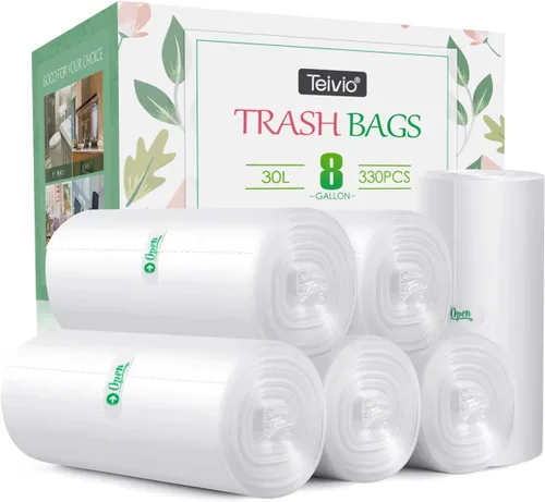 Vista 47 de Bolsas de basura fuertes de 1.2 galones, 220 unidades, bolsas de basura para baño, bolsas de plástico pequeñas para la oficina en casa, cocina, se