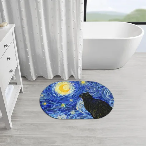Vista 4 de Tapete de baño con diseño de galaxia para gatos, tierra de diatomeas, súper absorbente, antideslizante, de secado rápido, tapete de baño o cocina